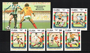 Куба, 1986, ЧМ по футболу, 6 марок, блок